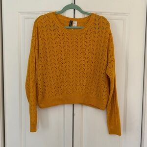 Divided H&M Mustard Cropped Knit Pullover Sweater, Large